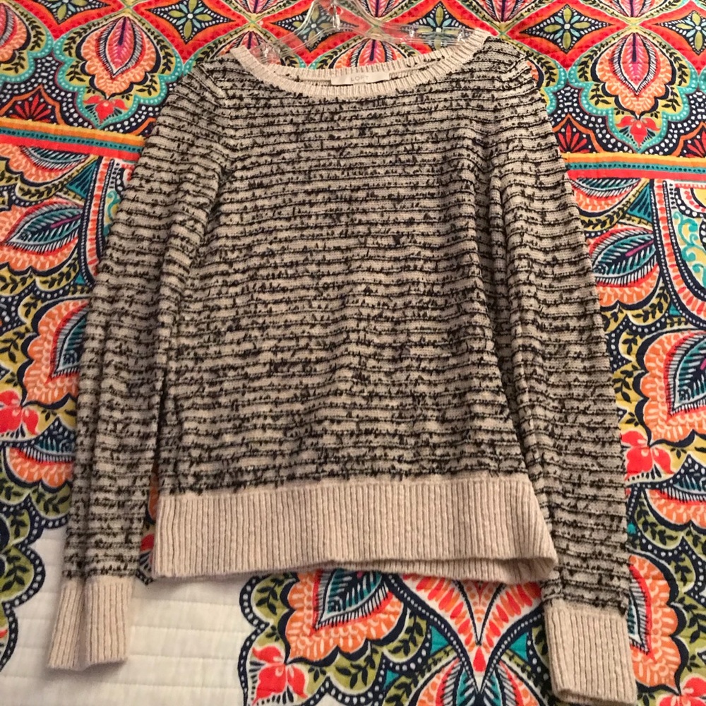 Loft cream and black detailed sweater